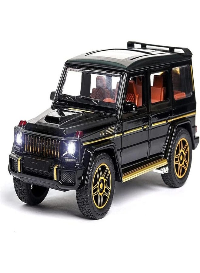 سيارة DUWOL الجديدة من نوع G Wagon بمقياس 1:24 مصنوعة من سبيكة معدنية مصبوبة، تعمل بنظام السحب للخلف، مزودة بأبواب قابلة للفتح وموسيقى وأصوات وأضواء، لعبة سيارة للأطفال الأولاد (أسود) - Image 1